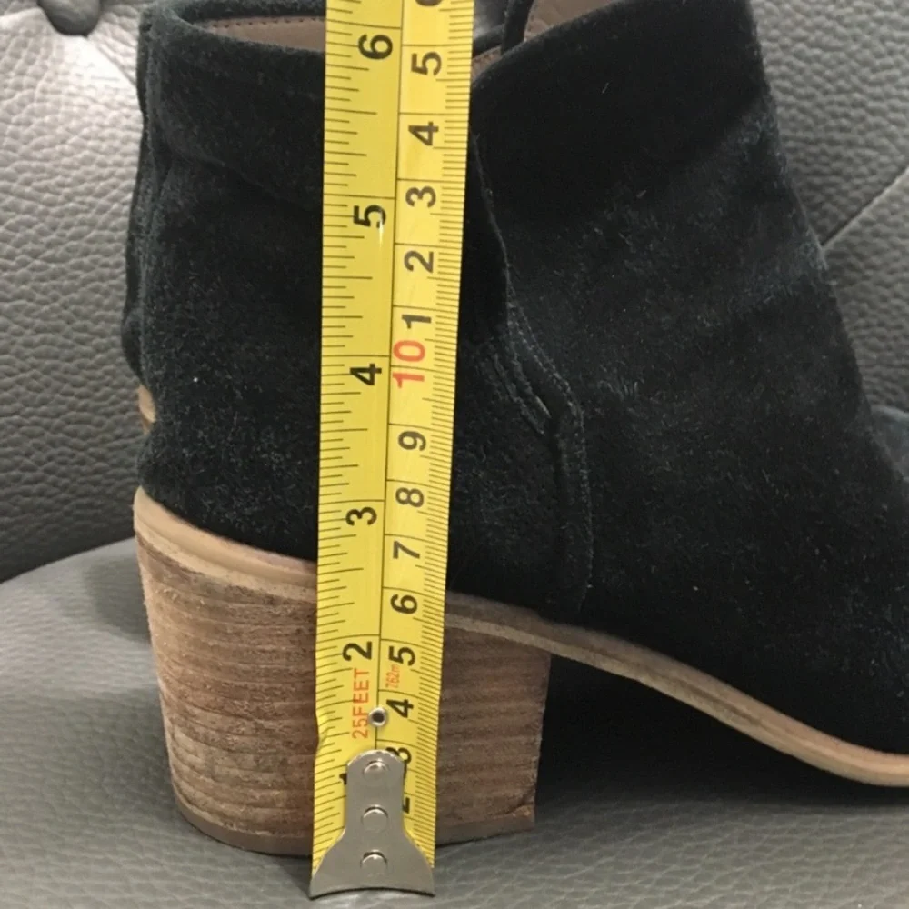 Hinge Suede Chunky Stacked Wood Heel Booties 9.5M